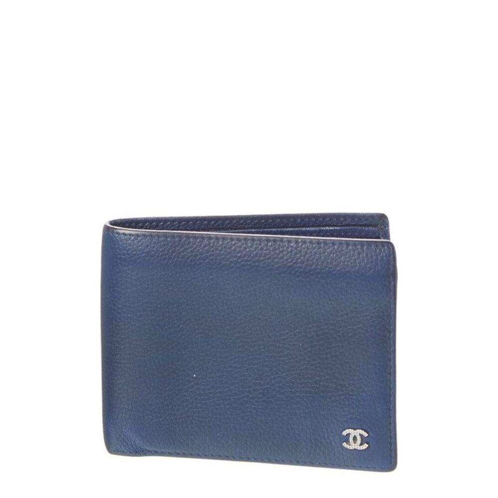 Chanel Blue Leather Coco Mark Bifold Wallet (Authentic Pre-Loved)